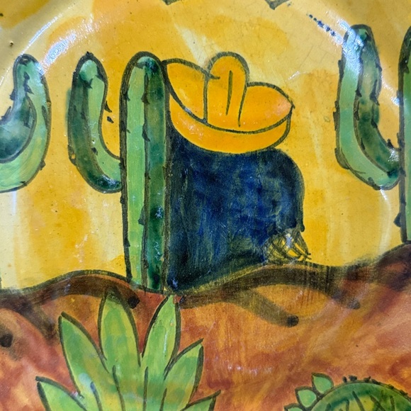 VTG Collector TERRA-COTTAHandcrafted sundown siesta Cactus Art Plate